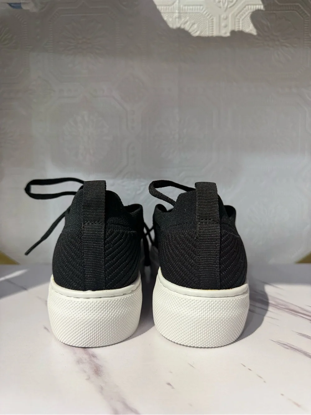All Black Knit Trainer 24-7103 Black Platform Sneakers - Women's Casual Lace-Up